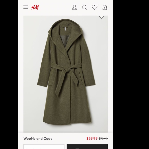H&M Jackets & Blazers - Khaki Green Hooded Coat H&M
